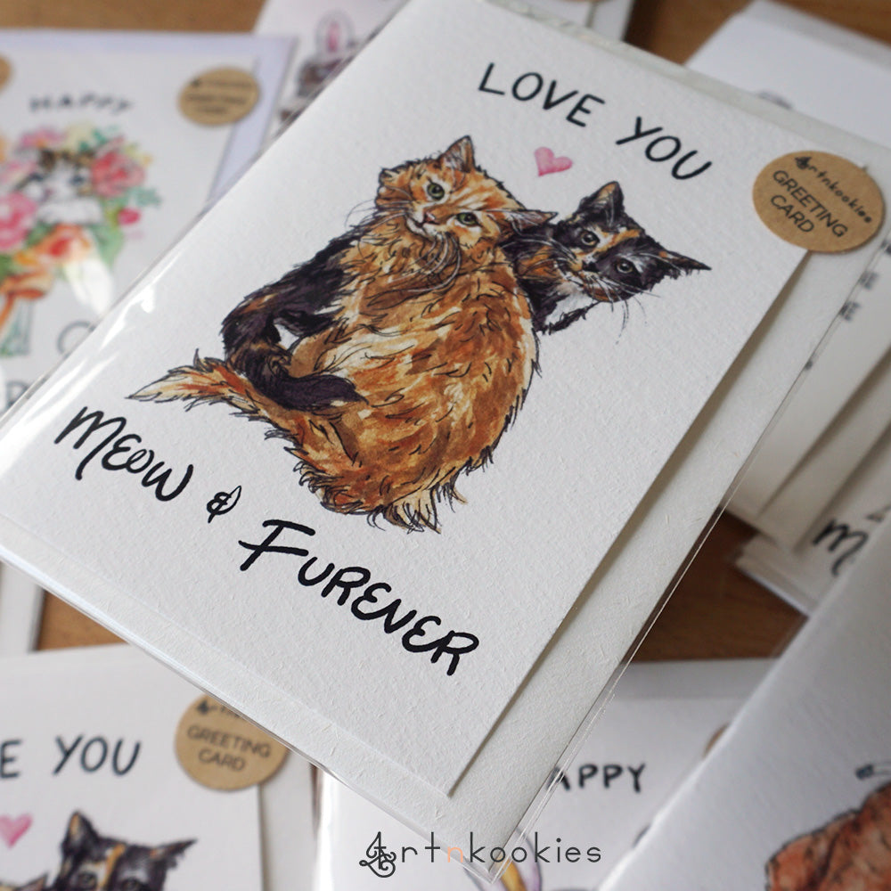 "Love You Meow and Furever" Valentine's Greeting Card