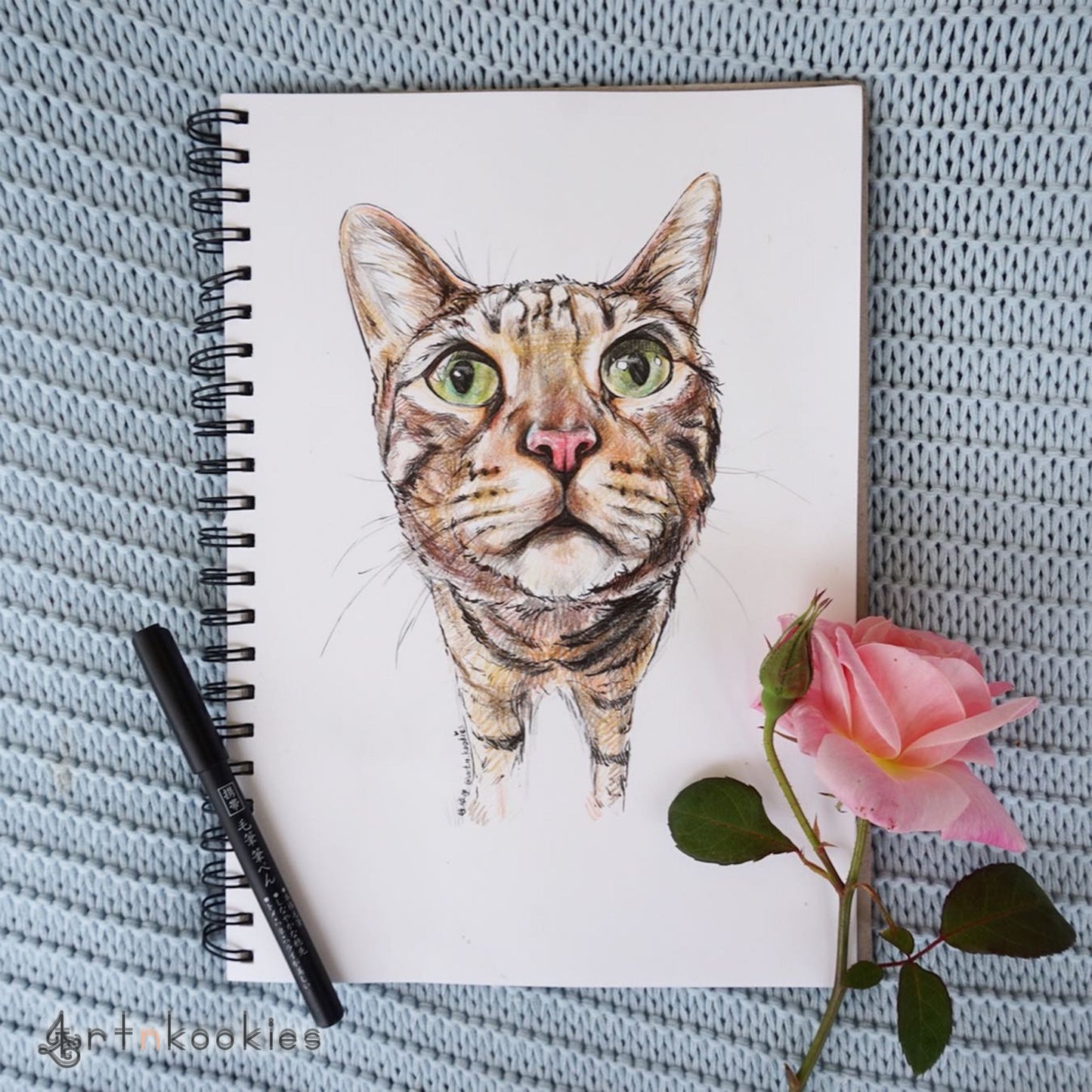 Ink and Colour Pencil Pet Portrait