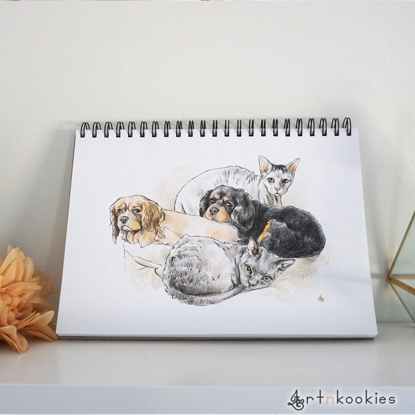 Ink and Colour Pencil Pet Portrait