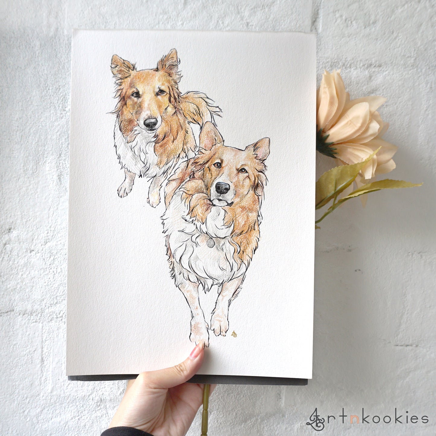 Ink and Colour Pencil Pet Portrait